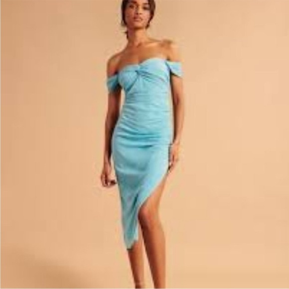 Abercrombie off the shoulder blue midi dress size small NWT - Picture 2 of 14